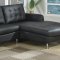 Black Bonded Full Leather Modern Sectional Sofa w/Chrome Legs