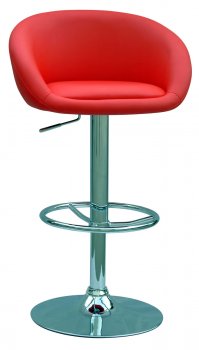 Red & Chrome Swivel Set of 2 Barstools w/Adjustable Height [CYBA-0380-BS-RED]