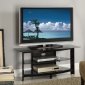 Black Finish Modern TV Stand w/Shelves