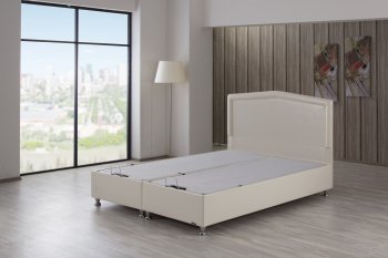 Casa Rest Queen Bed Upholstered in Cream Leatherette by Casamode [CMB-Casa Rest Cream]