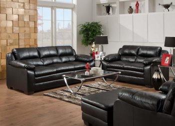 Onyx Bonded Leather Match Sofa & Loveseat Set w/Options [UDS-5066-Onyx]