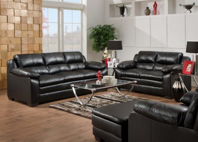 Onyx Bonded Leather Match Sofa & Loveseat Set w/Options