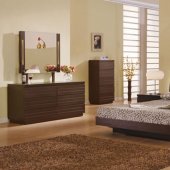 5 Piece Wenge Finish Contemporary Bedroom Set with Storage Bed