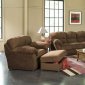 Brown Microfiber Transitional Living Room w/Sewn-on Arm Pillows