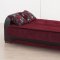 Burgundy Fabric & Black Vinyl Two-Tone Modern Sofa Bed w/Options