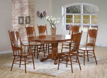 Oak Finish Modern 5Pc Dining Set w/Optional Arm Chairs [WDDS-1004-30]