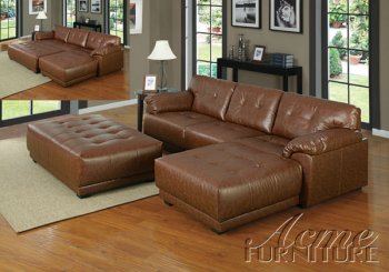 Brown Bonded Leather Modern Sectional Couch w/Optional Ottoman [AMSS-50170-Orian]