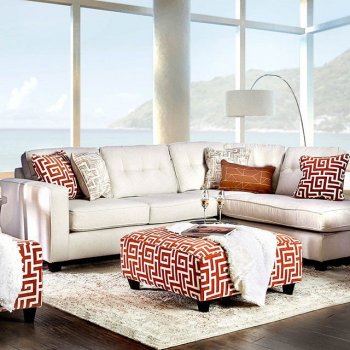 Esmay Sectional Sofa SM8115 in Ivory Chenille Fabric w/Options [FASS-SM8115-Esmay]