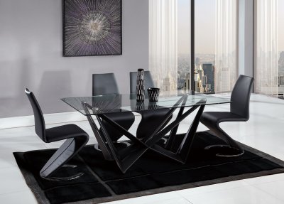 D2003DT Dining Table in Black by Global w/Optional D9002 Chairs