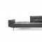 Splitback Sofa Bed w/Arms & Steel Legs in Black Leatherette