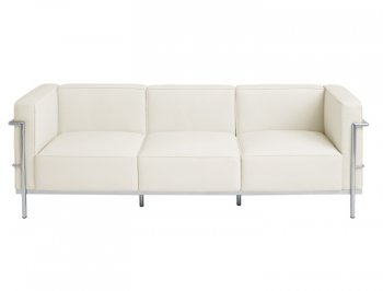 White Top Grain Italian Leather Modern Sofa w/Steel Tube Frame [NVS-Madrid-White-HGGA180]