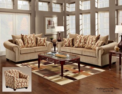 Beige Fabric Classic Sofa & Loveseat Set w/Optional Items