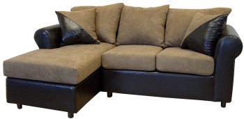 Mocha Fabric & Chocolate Bicast Contemporary Sectional Sofa [PMSS-101-Mocha]