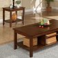 Brown Wood Finish 3PC Coffee Table Set w/Additional Shelf