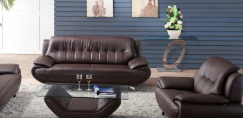 SP819BR Sofa in Brown Bonded Leather by Pantek w/Options [PKS-SP819BR Brown]