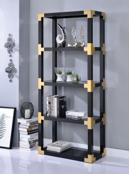 Lafty Bookshelf 92475 in Black High Gloss & Black Glass by Acme [AMBC-92475-Lafty]