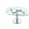 Clear Glass Expandable Top Modern Dining Table w/Chrome Base