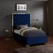 Lana Upholstered Bed in Navy Velvet Fabric - Meridian w/Options