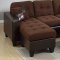 F6928 Sectional Sofa in Chocolate Microfiber Fabric by Boss