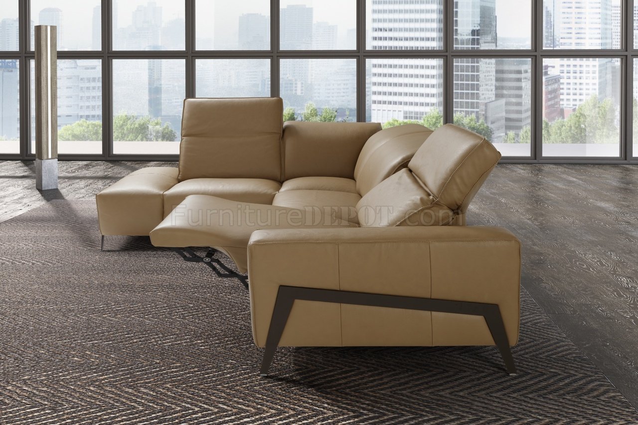 Ocean Power Reclining Sectional Sofa in Miele Leather by J&M