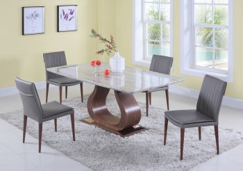 Sage Dining Table 5Pc Set w/Solid Marble Top by Chintaly [CYDS-Sage]