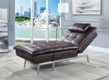 Padilla Chaise Lounge LV00825 in Brown Fabric by Acme [AMCL-LV00825 Padilla]