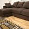 Brown Twill Fabric Modern Sectional Sofa with Chromed Steel Legs