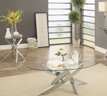 Laila Coffee & 2 End Table Set CM4241 in Chrome w/Options [FACT-CM4241-Laila]