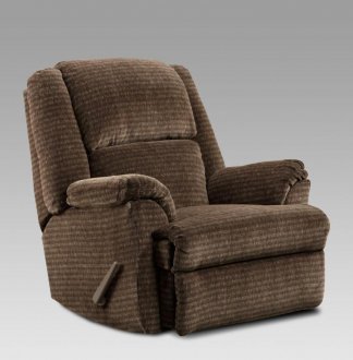 Chocolate Fabric Modern Elegant Chaise Rocker Recliner