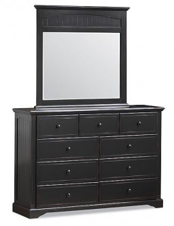 Antique Distressed Ebony Finish Contemporary Nine-Drawer Bureau