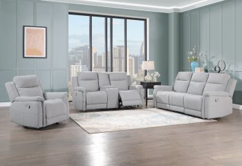 U1797 Motion Sofa & Loveseat Set in Light Gray Fabric by Global [GFS-U1797 Light Gray]