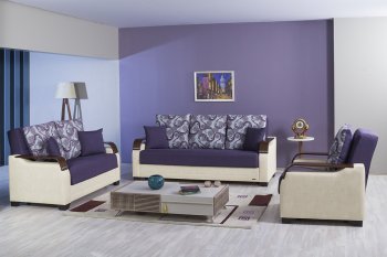 La Reina Sofa Bed in Dark Purple Fabric by Casamode w/Options [CMSB-La Reina Purple]