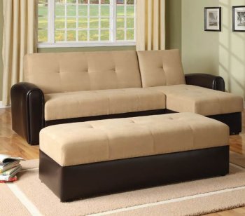 Taupe Microfiber Modern Sectional Sofa w/Optional Ottoman [ABCSS-7024]