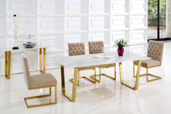 Cameron Marble Top Dining Table 712 in Golden Tone w/Options [MRDS-712 Cameron]