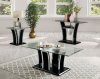 Staten 3Pc Coffee & End Table Set CM4372BK in Black & Chrome