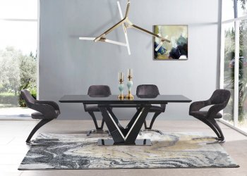 D92011DT Dining Table in Black by Global w/Optional D7012 Chairs [GFDS-D92011DT-D7012DC-BL]