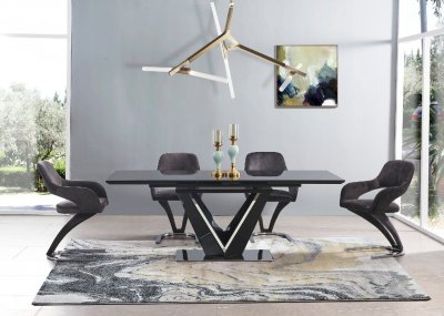 D92011DT Dining Table in Black by Global w/Optional D7012 Chairs