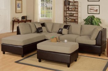 Pebble Microfiber Contemporary Sectional Sofa w/Ottoman [PXSS-F7617]