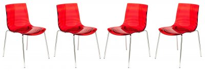 Astor Set of 4 Dining Chairs AC20TR in Red by LeisureMod