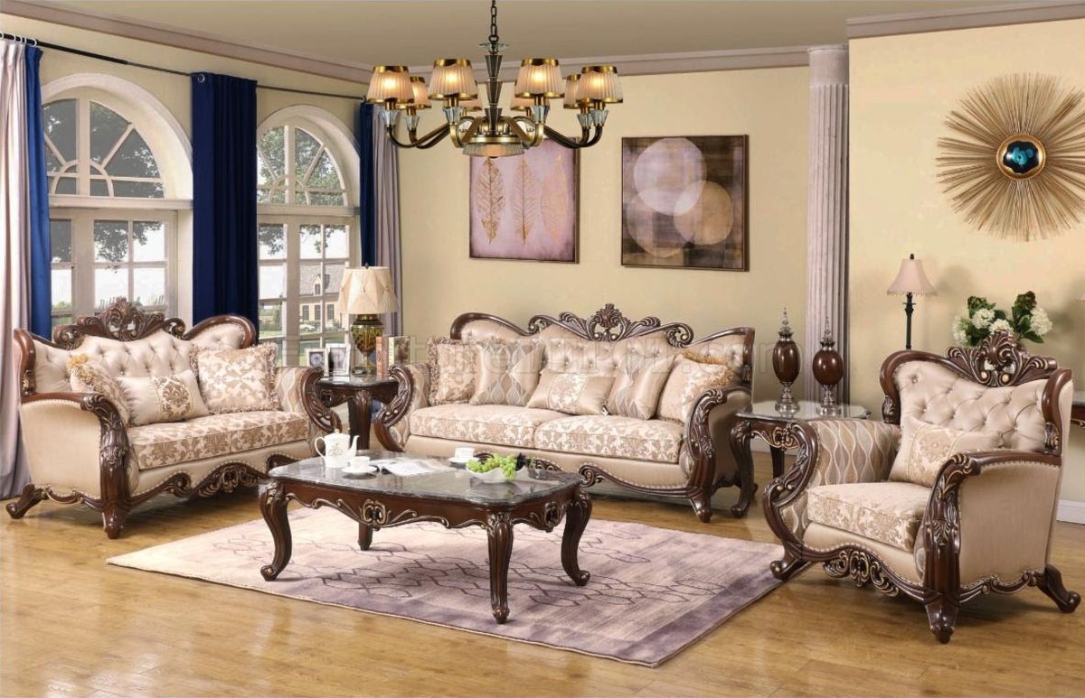 Fairfax Sofa, Loveseat & Chair 3Pc Set in Beige Fabric