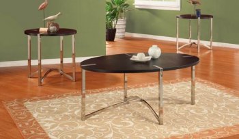 Espresso Finish Top Modern 3Pc Coffee Table Set w/Metal Legs [HECT-3281]