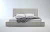 Dove Grey Tufted Fabric Modern Bed w/Oversized Headboard