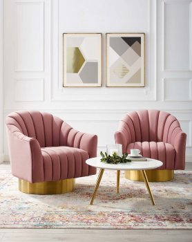 Buoyant Swivel Chair Set of 2 in Dusty Rose Velvet by Modway [MWAC-4430 Buoyant Dusty Rose]