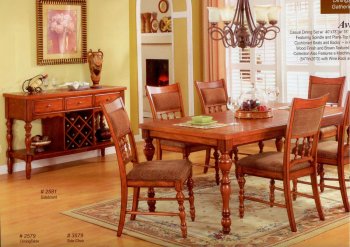 Oak Finish Classic Formal Dining Table w/Optional Items [MADS-Avalon]