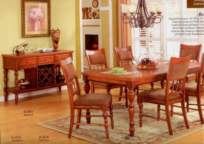 Oak Finish Classic Formal Dining Table w/Optional Items