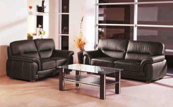 Sienna Sofa in Black Leather by Beverly Hills w/Options [BHS-Sienna Black]