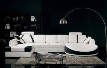 T57 White & Black Half Leather Sectional Sofa by VIG [VGSS-T57 White Black]