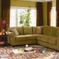 Tan or Olive Velvet Contemporary Sectional Sofa w/Rolled Arms