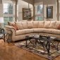 Camel Fabric Modern 2Pc Sectional Sofa w/Wooden Legs