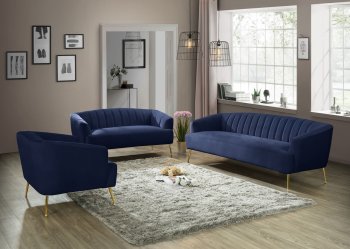 Tori Sofa 657 in Navy Velvet Fabric by Meridian w/Options [MRS-657 Tori Navy]